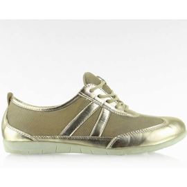 Zapatos metálicos en el estilo deportivo Y629 Gold amarillo marrón