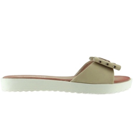 Pantuflas Suela Blanca Con Lazo 8327 Beige marrón