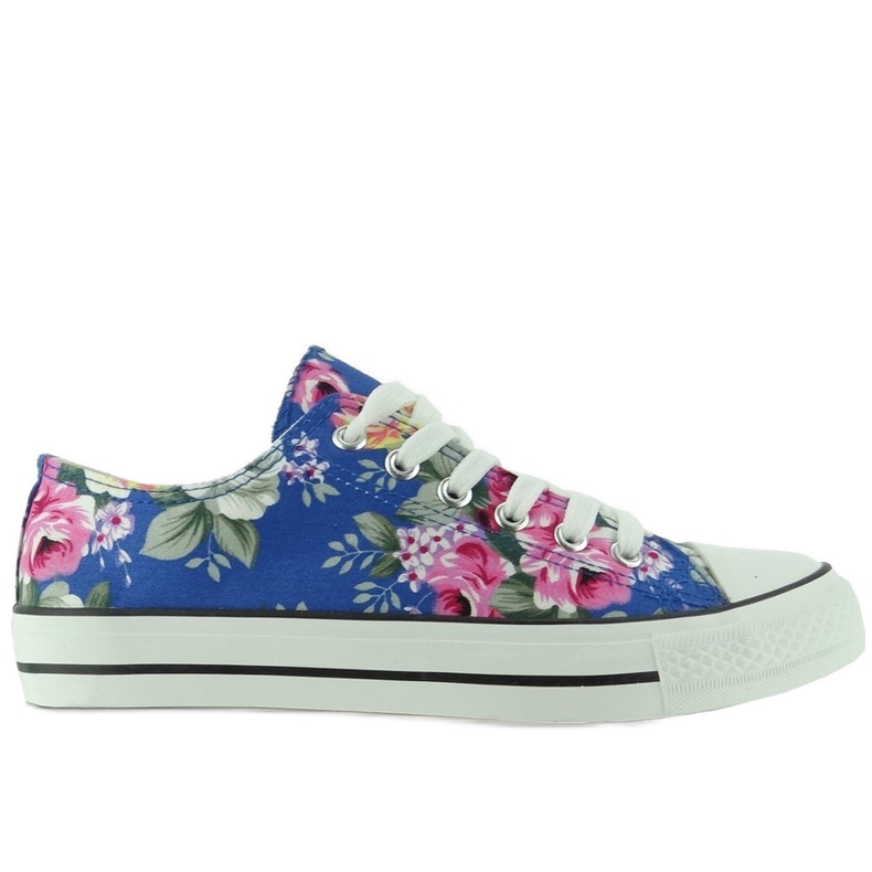 Deportivas con flores H-03A Azul Deportivas con flores H-03A Azul