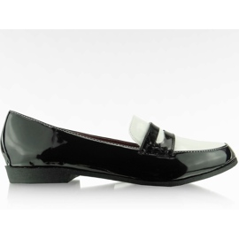 Mocasines clásicos en negro / blanco barnizado