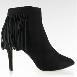 Hermosas botas de ante con borlas negras negro