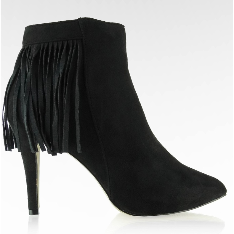 Hermosas botas de ante con borlas negras negro
