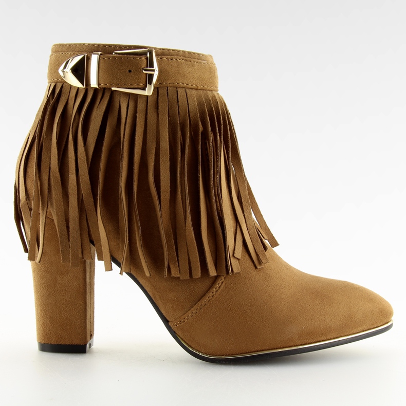 Botas con flecos BL-37 Hebilla camel. marrón