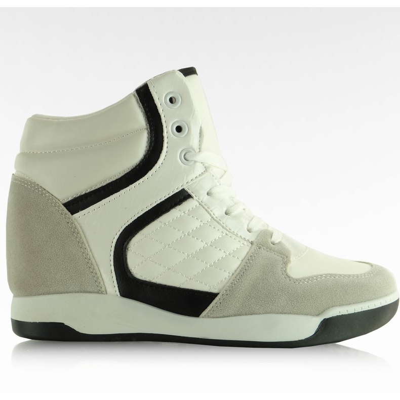 Zapatillas de ante blancas BKA-127 blanco negro gris