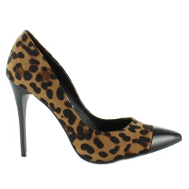 Tacones Estampado Leopardo Con Puntera E433 marrón negro