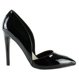 Zapatos de salón lacados con muescas EE05 Negro Zapatos de salón lacados con muescas EE05 Negro