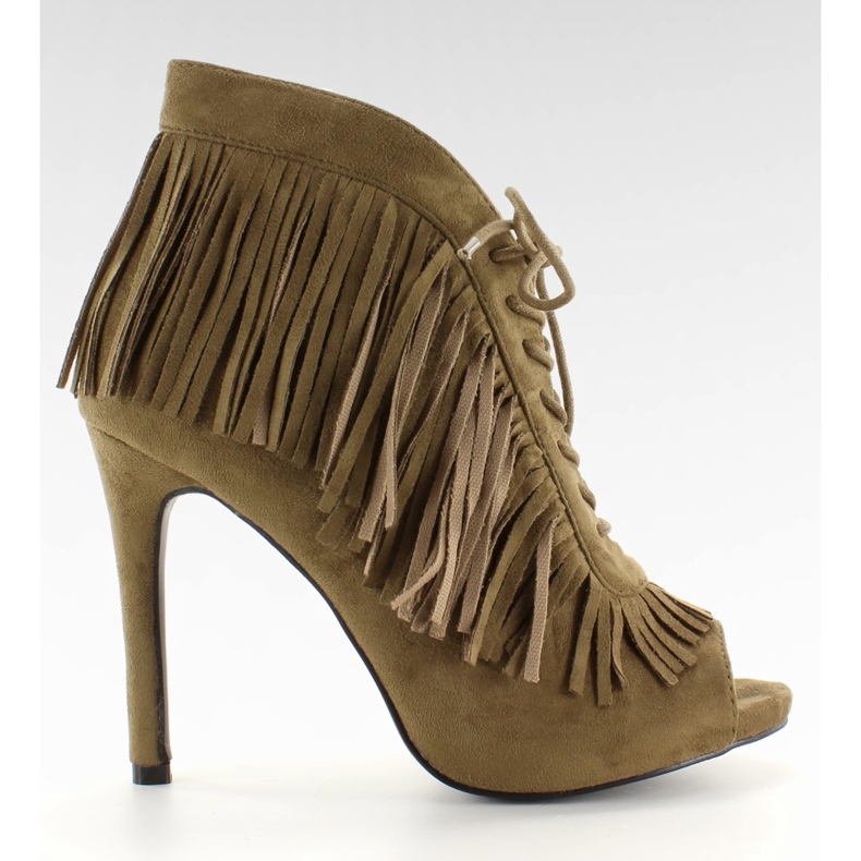 Botas abiertas con cordones, estilo boho 11015 Verde Botas abiertas con cordones, estilo boho 11015 Verde