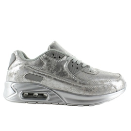 Zapatillas deportivas de aire abrasivo, color plata. gris