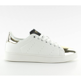 Zapatillas deportivas con punta de espejo Q56 Blanco / Dorado amarillo