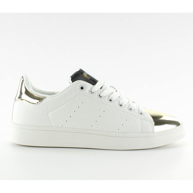 Zapatillas deportivas con punta de espejo Q56 Blanco / Dorado amarillo
