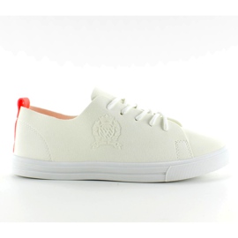 Deportivas con tira flúor D03 Blanco naranja