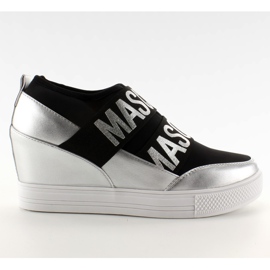 Zapatillas con cuña JK11P Plateado gris negro blanco