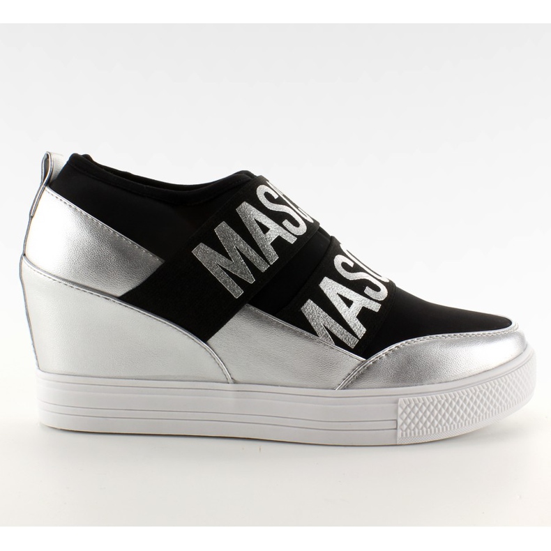 Zapatillas con cuña JK11P Plateado gris negro blanco
