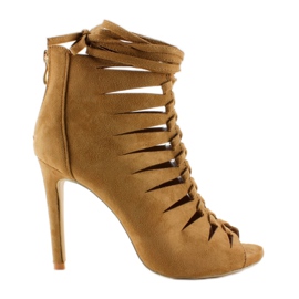 Bota primavera punta abierta ante 4018 Beige oscuro marrón