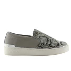 Zapatillas slip-on con estampado de serpiente 787 Gris