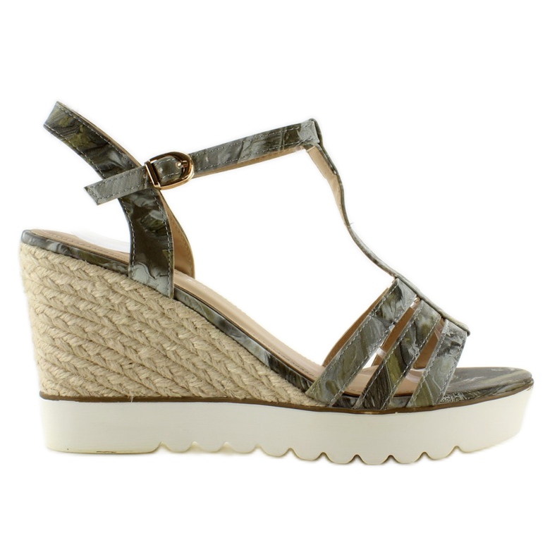 Sandalias, alpargatas, suela blanca, Negro verde gris