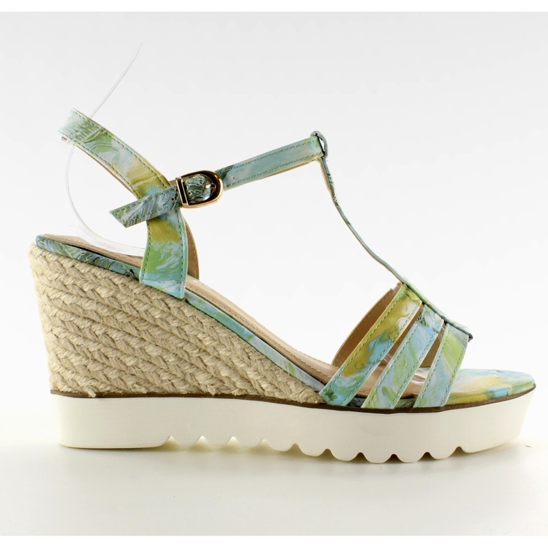 Alpargatas sandalias suela blanca Verde azul