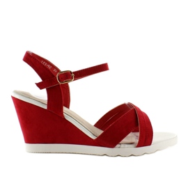 Sandalias de ante con cuña Lei-92 Rojo