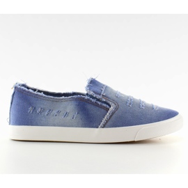 Zapatillas de deporte slip-on jeans rallados L. Azul