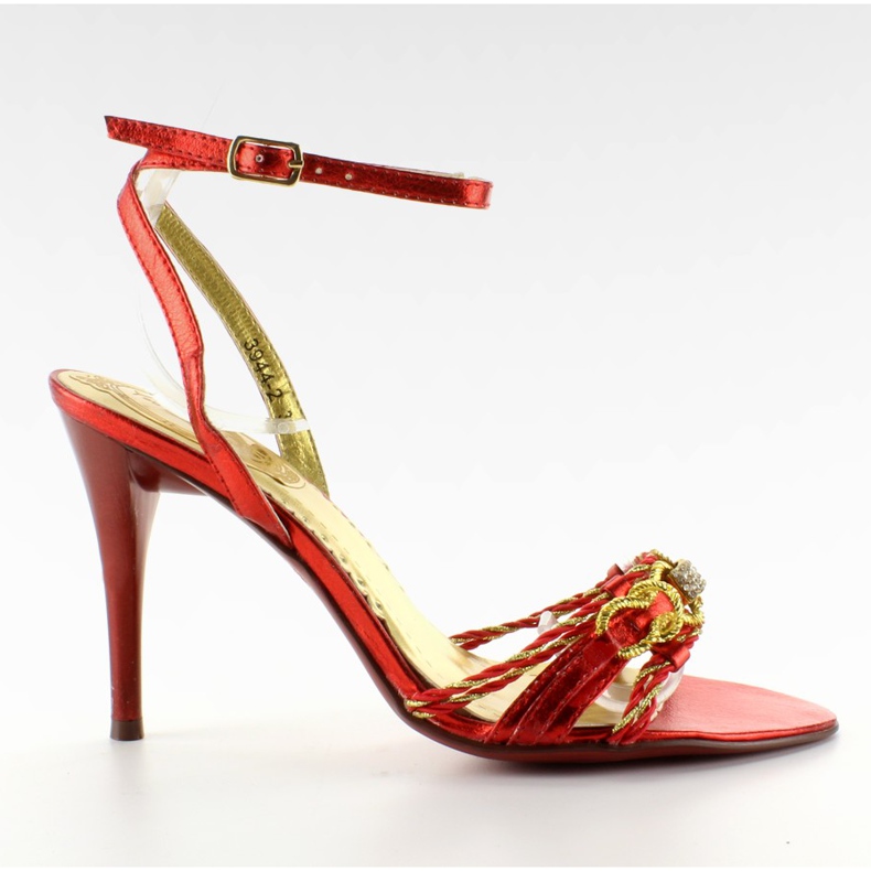 Sandalias sutiles en un tacón alto 3944-2 Rouge rojo