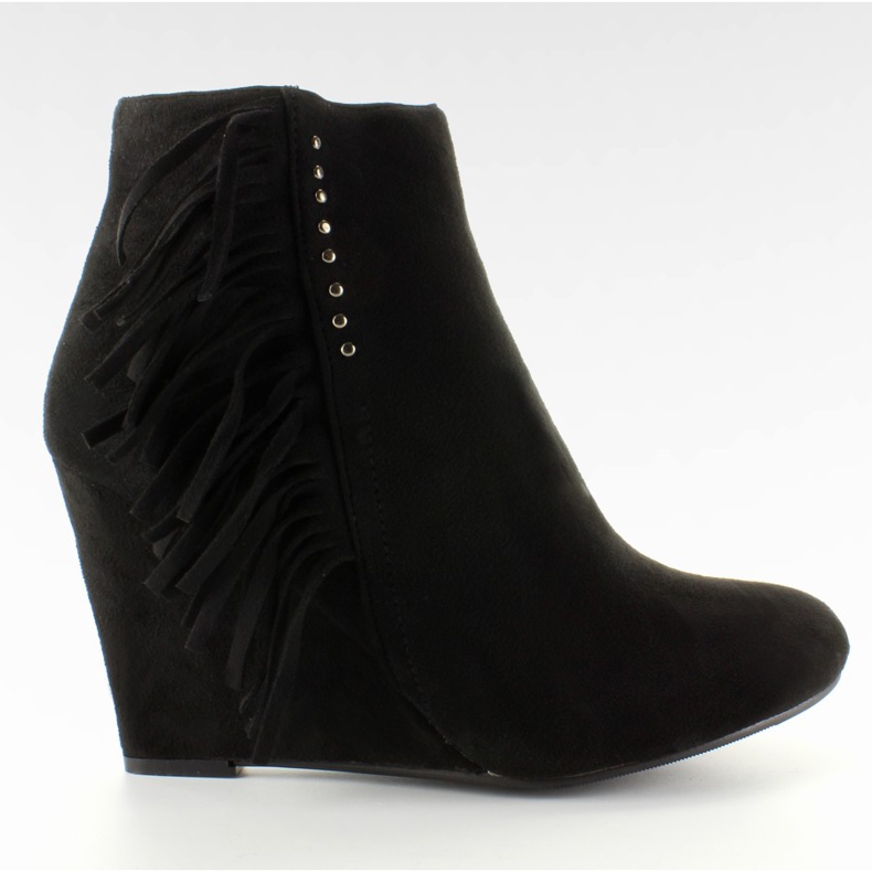 Botas de ante en cuña con flecos Negro