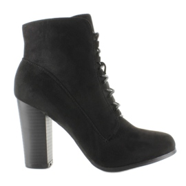 Botines tacón cordones 66-202 Negro