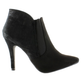 Botas elegantes en un tacón alto de gamuza 1080 Negro