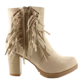 Preciosos botines con flecos H502 beige