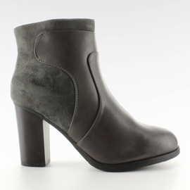 Botas de tacón de gamuza-cuero 6076-Ga gris