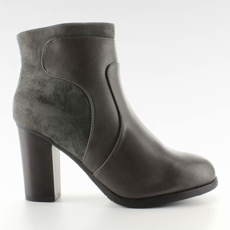 Botas de tacón de gamuza-cuero 6076-Ga gris