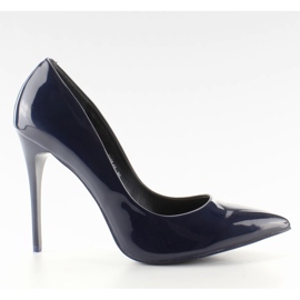 Tacones lisos barnizados lisos E396 Azul marino