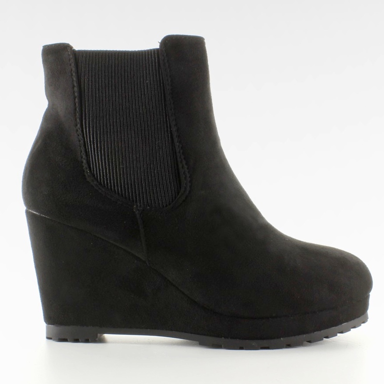Botas Jodhpur de ante en cuña ZY9106 Negro