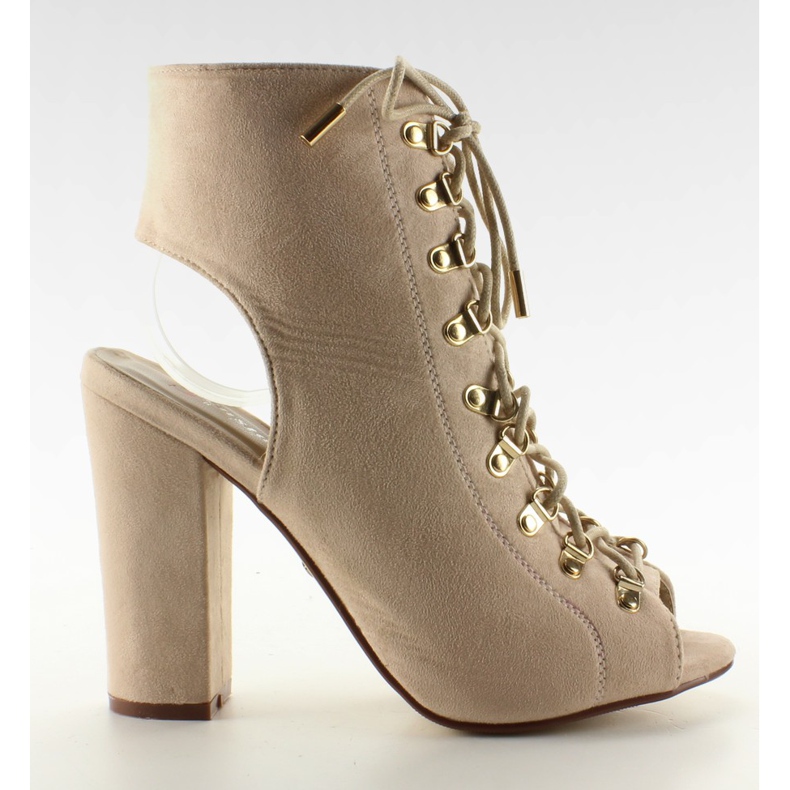 Zapatos de cordones con punta abierta JZ-11P Beige