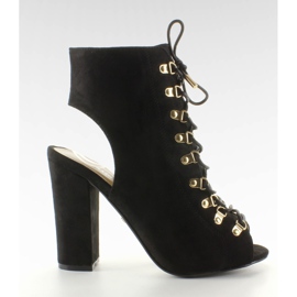 Bombas JZ-11P negras con punta abierta y cordones negro Bombas JZ-11P negras con punta abierta y cordones negro