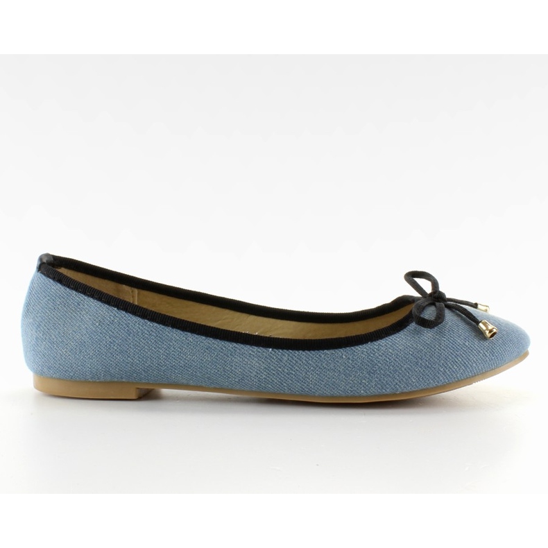 Bailarinas de mezclilla con ribete MB-6380 Lt. azul
