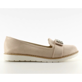 Ante pastel T245 mocasines beige
