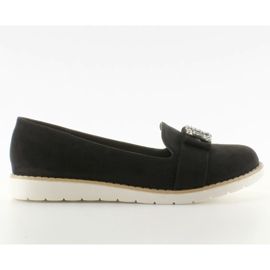 Pastel de gamuza T245 mocasines negros
