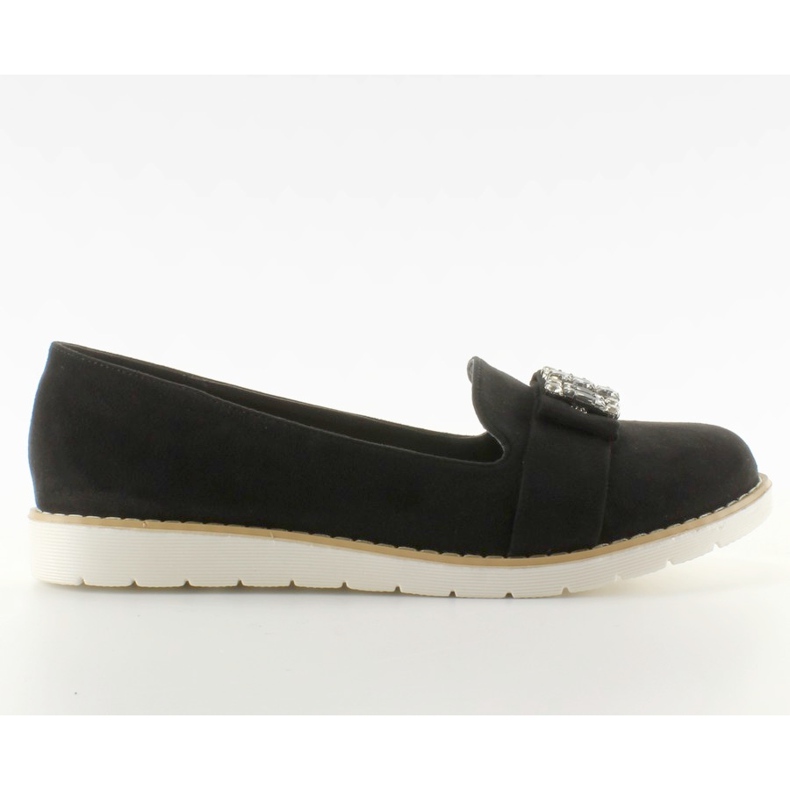 Pastel de gamuza T245 mocasines negros