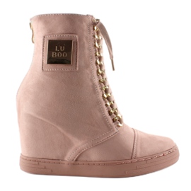 Deportivas con cordones y placa B-2 Rosa