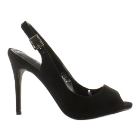 Zapatos de salón con puntera abierta Lt73P Tacón negro