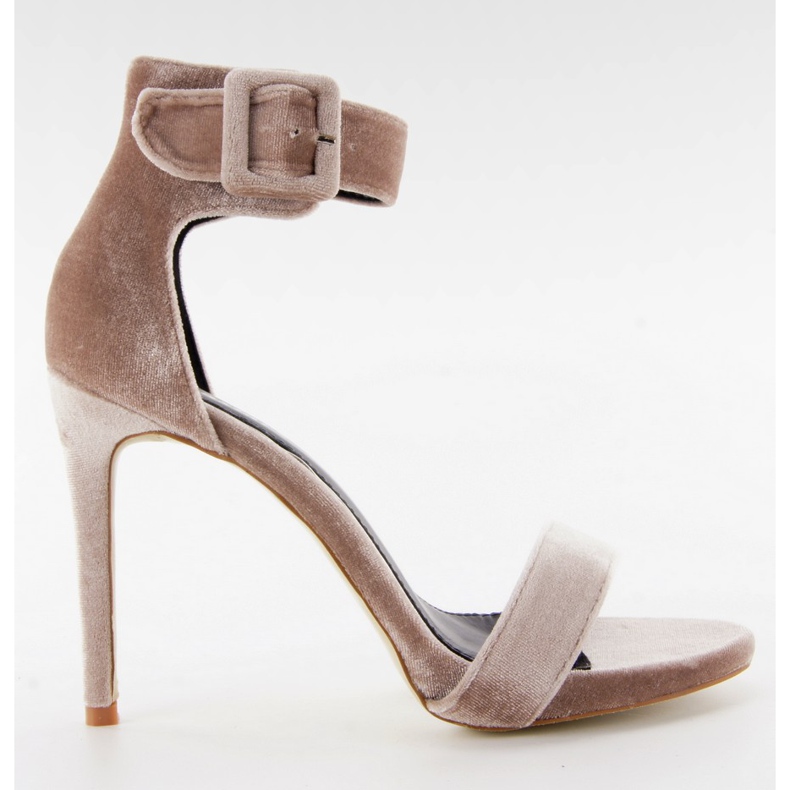 Sandalias de terciopelo en un tacón de aguja rosa M259 multicolor rosado