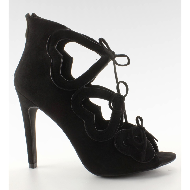 Tacones botas calados corazones 1240 negro