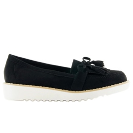 Mocasines ante, suela blanca, T236p negro