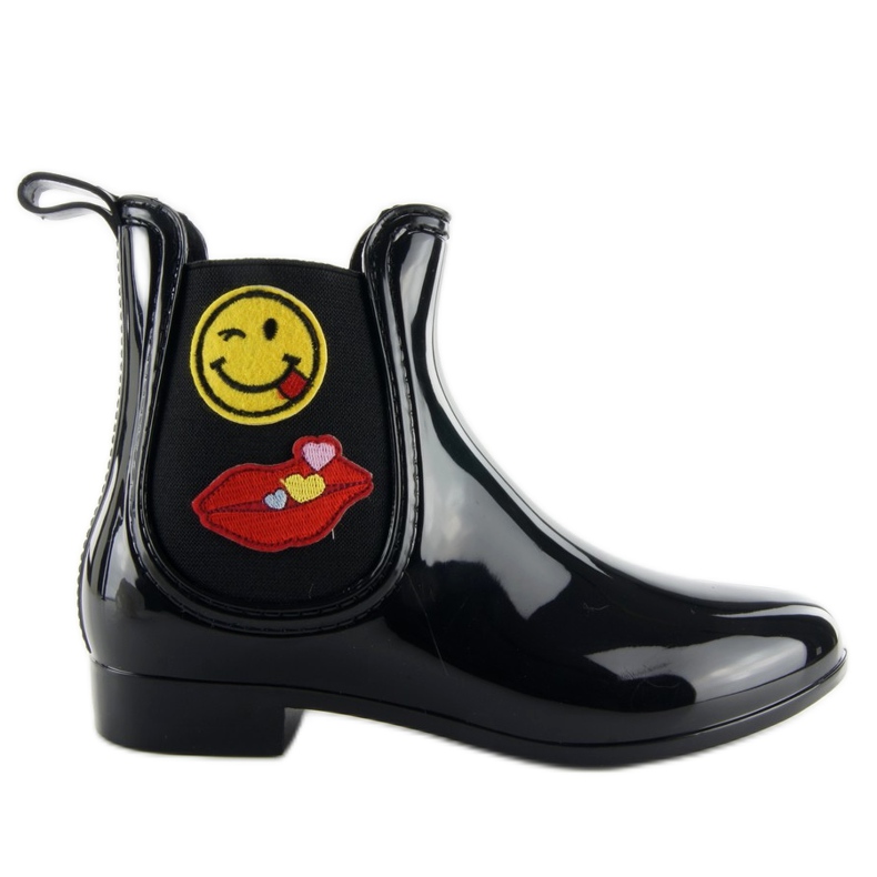 Chanclas de mujer con parches lacados D37 negro