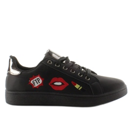 Deportivas Sweet lips FB-15 BLACK / GUN con parches negro