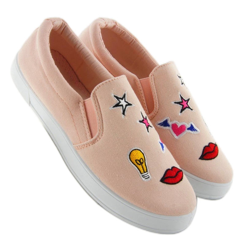 Slipons con parches JX41P Pink multicolor rosado