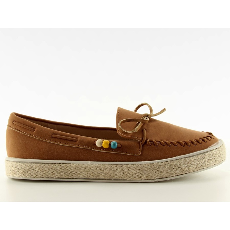 Mocasines con cuentas de colores 2057 Camel marrón multicolor