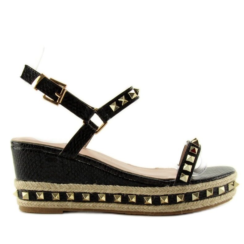 Sandalias alpargatas con tachuelas Y16P negro