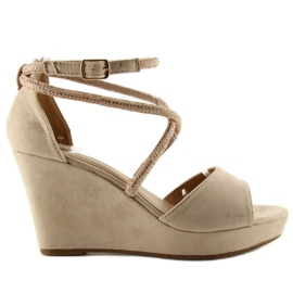 Sandalias cuña F162 beige