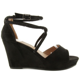 Sandalias con cuña F162 negro